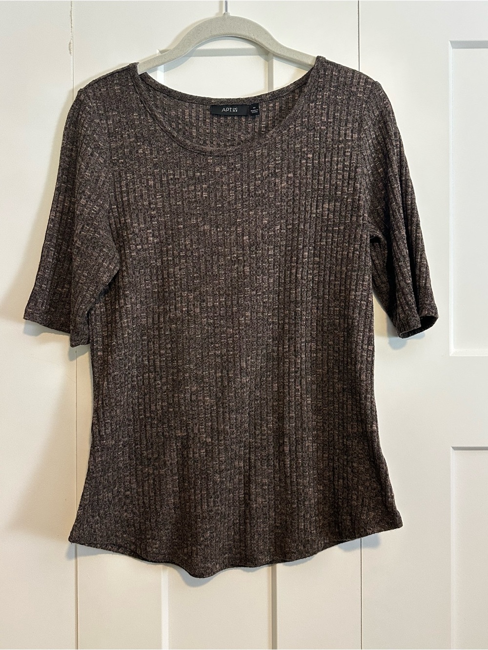 Apt. 9 Brown Ribbed Short-Sleeve Knit Top